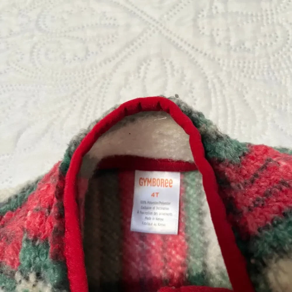 Gymboree Plaid Sherpa Fleece Half Zip Pullover Sweatshirt Size 4T